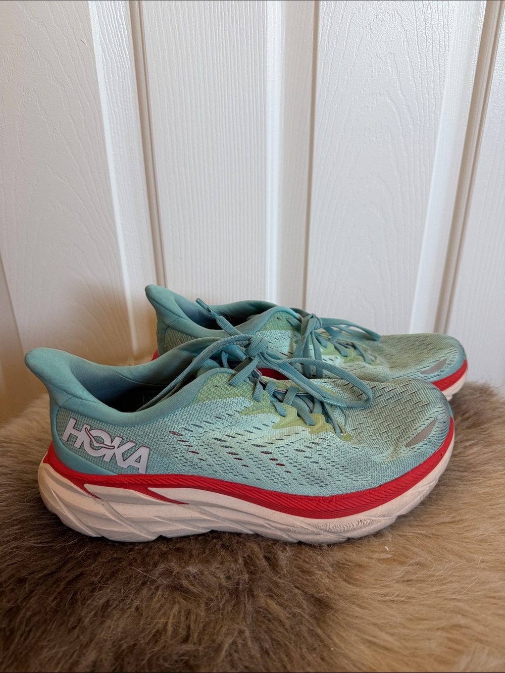 Hoka Women's Running Shoes in Aqua with Coral Trim